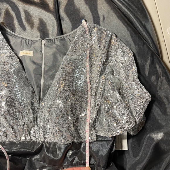 TS Couture Ladies Silver Gray Prom, Ball, Formal Maxi Gown. Bling, Glittery NWT - Picture 11 of 16